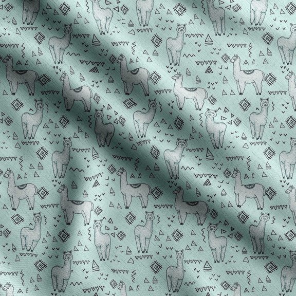Soimoi Llama Alpaca Print,Cotton Poplin, Sewing Fabric Sold by The Yard 42 Inch Wide,Sewing Craft Quilting/Quilt Making Fabric, Sky Blue