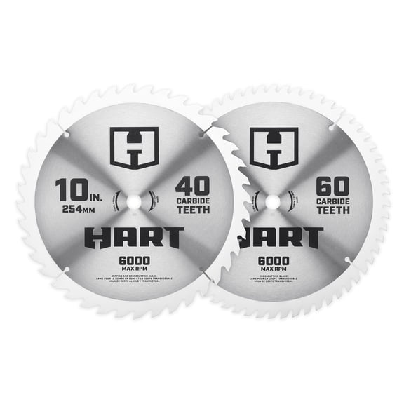 HART 10-inch 40T & 60T Ripping & Crosscutting Saw Blades
