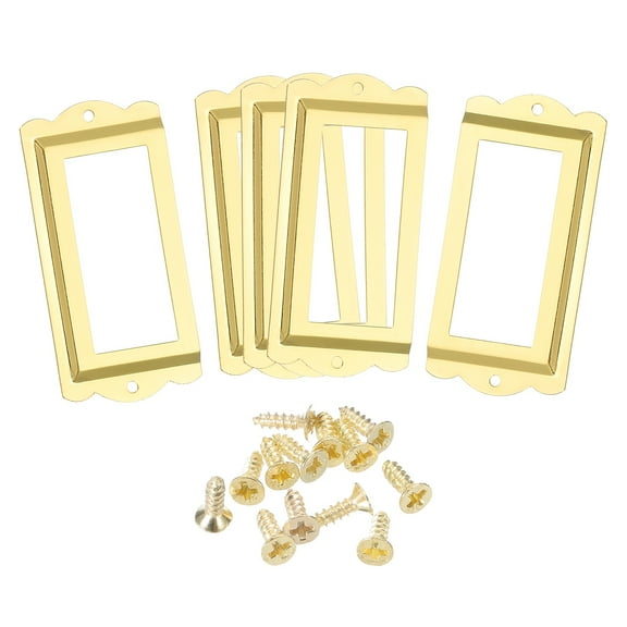 Metal Label Holders, 85x40mm 5Pack File Name Card Tag Label Frame, Gold Tone