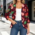 thumbnail image 4 of EANJE Women Christmas Graphic Open Front Cardigan, 3/4 Sleeve Loose Lightweight Shrug, Casual Printed Thin Knit Layering Top Wine L, 4 of 6