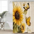 thumbnail image 4 of Shower Curtains Sets for Bathroom Decor Retro Farm SunflowersWaterproof Bathroom Curtain with Hooks,Butterfly on Linenfor Bathroom Decor,72x72IN, 4 of 7
