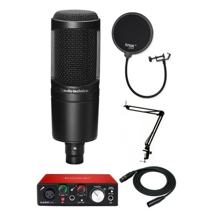 Audio Technica AT2020 Microphone with Focusrite Scarlett Solo Interface (Best Shockmount For At2020)