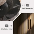 thumbnail image 6 of Morden Fort Marble End Table with Sliding Door & Storage,  Fluted Side Table with Adjustable Shelves, Round Nightstand for Living Room Bedroom, Easy Clean Top (Black), 6 of 10