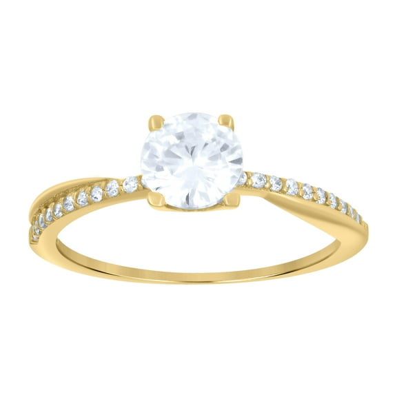 10kt Real Yellow Gold Womens Cubic-Zirconia Engagement Ring