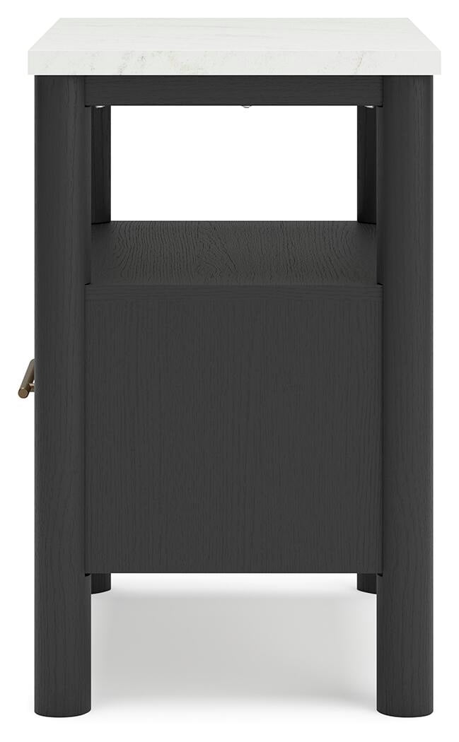 Signature Design by Ashley Cadmori Nightstand with Light and Wireless Charging, Black/White