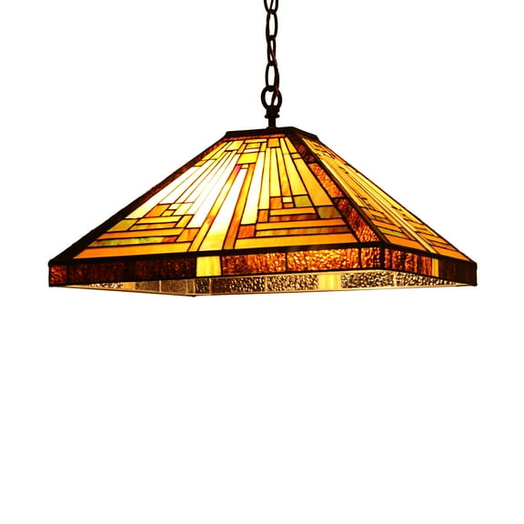 RADIANCE Goods Tiffany-Style 2 Light Mission Ceiling Pendant Fixture 16" Shade