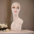 thumbnail image 5 of Female Bald Mannequin Head Display Model Long Neck with Makeup Professional 19inch Holder Manikin for Hairpieces s Making Styling Orange with Shoulder, 5 of 8