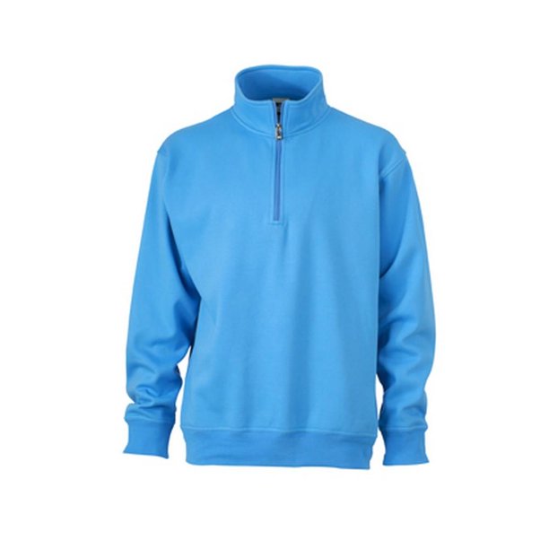 James and Nicholson - Sudadera de trabajo con media cremallera unisex (Azul Aqua)