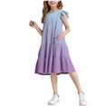 thumbnail image 2 of JUSLIO Dresses for Girls A Line Dresses Casual Crew Neck Short Sleeve Dress Size 7 Y, 2 of 8