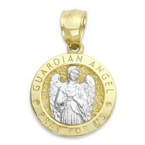Golden Fire Solid 10k Gold Guardian Angel Pendant - Protection Jewelry for Men and Women
