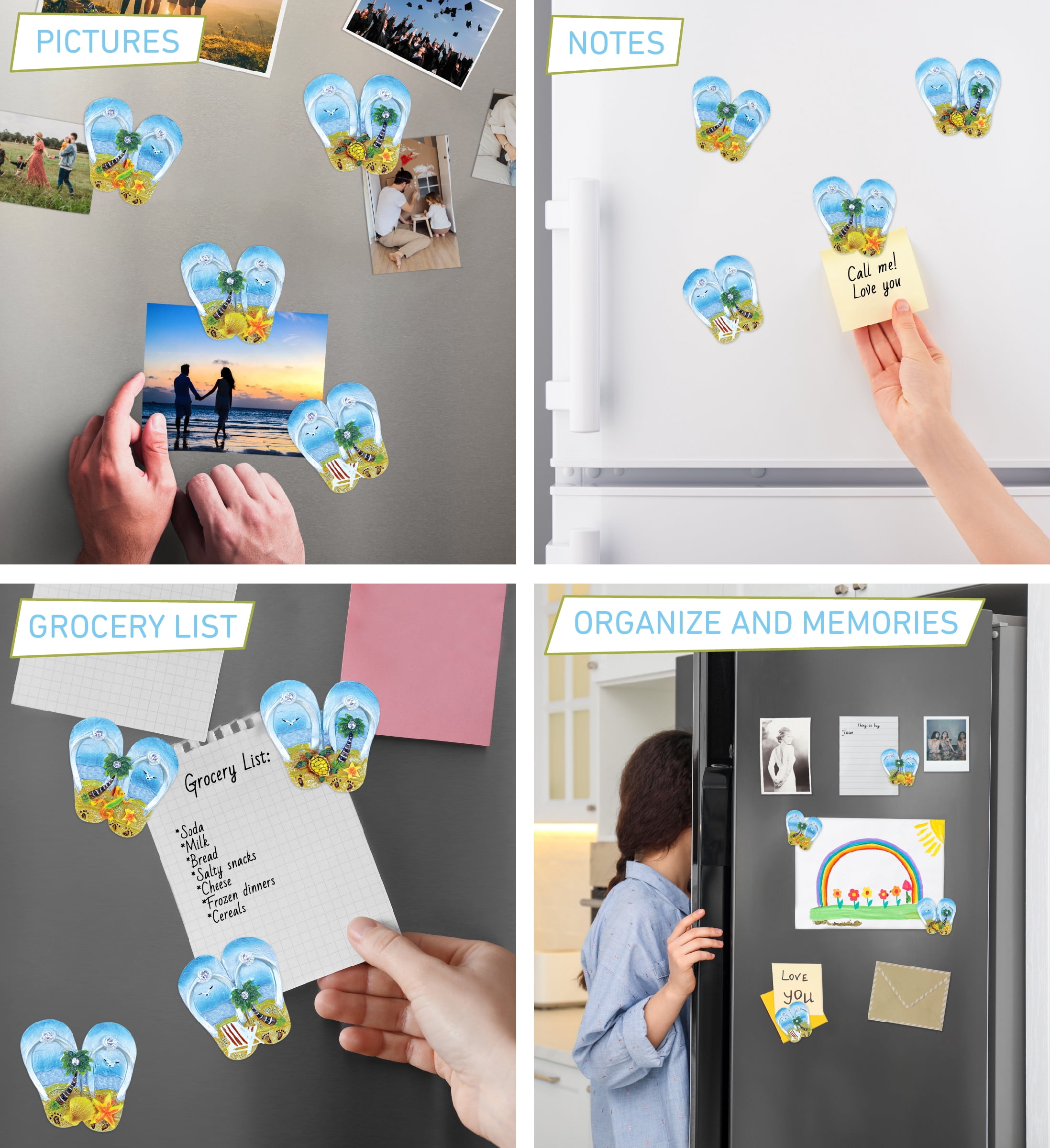 CoTa Global Surfboard Fridge Magnets Set Of 4 - Tropical Beach Resin Decor