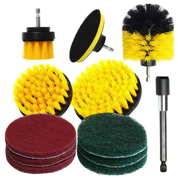 EGNMCR Brushes Drill Brush Scrub Pads 12 Piece Power Cleaning Kit All Purpose Cleaner Scrubbing Drill for Cleaning Pool Power Scrubber