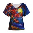 thumbnail image 5 of Dyegold Womens Short Sleeve Western Shirts Vintage Floral Print V Neck T Shirt Causal Loose Fit Retro Graphic Tee Top Blouse, 5 of 5