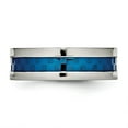 thumbnail image 3 of Auriga Stainless Steel Polished Blue IP-plated Checkered Design 7 mm Band for Women Size 11, 3 of 6