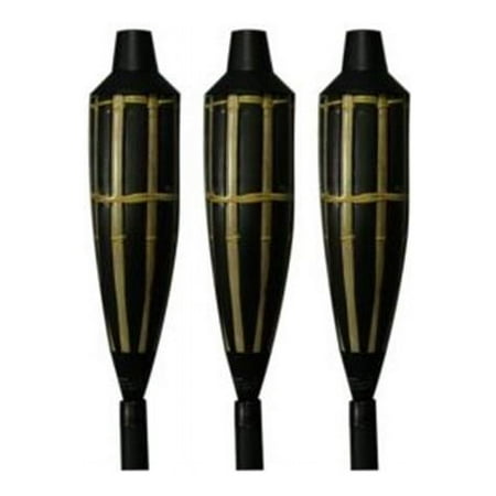 Patio Essentials KD Bamboo Torch w/ Black Pole, 3 pk