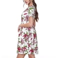 thumbnail image 2 of Lsque Lilies Flowers Print Women's Casual Dress T-Shirt Summer Short Sleeve Scoop Neck Swing Dresses, 2 of 6