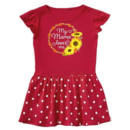 

Inktastic My Mama Loves Me with Sunflower Wreath Gift Baby Girl Dress