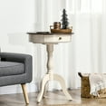 thumbnail image 2 of HOMCOM Table Basse Rétro, Table d'Appoint avec Tiroir, Plateau Rond pour Salon, Chambre, Blanc, 2 of 10