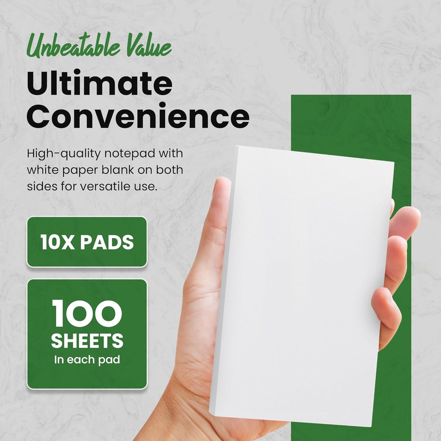 10 Pack Note Pads 3x5 | 100 Sheets Per Memo Pad Server Scratch for Writing White Blank Notepads in Bulk Small Notepad Paper To Do Grocery List