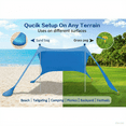thumbnail image 2 of Beach Canopy Beach Tent Pop Up Shade 7X7 FT Portable Sun Shelter Extra Windproof Rope Stable Sun Protection with Carry Bag Easy Set Up for Family Outdoor Camping Fishing Backyard Picnics, 2 of 6