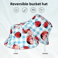 thumbnail image 2 of Yiaed Flowers and Lady Bugs Print Reflective Stripe Bucket Hat Unisex Funny Outdoor Fisherman Cap Beach Sun Hat, 2 of 5