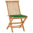 thumbnail image 3 of vidaXL 3 Piece Bistro Set with Green Cushions Solid Teak Wood, 3 of 5