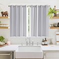 thumbnail image 2 of Light Grey Striped Kitchen Curtains 63 Inch Length, White Simple Neutral Modern Grommet Top Bedroom Living Room Curtains, Light Filtering Cafe Curtain Drapes 2 Panels Set 104''x63'', 2 of 9