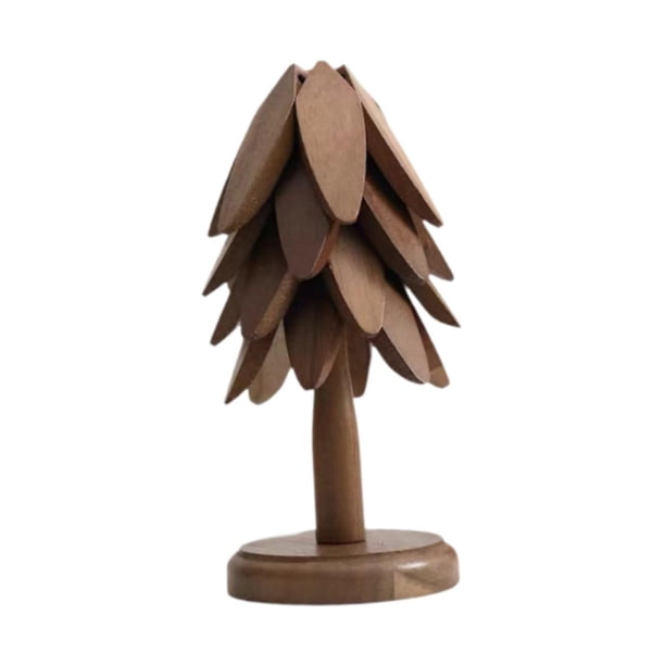 Posavasos de 4 piezas, posavasos de protección de mesa, en forma de árbol, almohadilla resistente al calor plegable, tapete de mesa de madera para pla Marrón