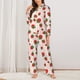 thumbnail image 2 of Balery Strawberry Floral Conjunto de Pijama con Estampado para Mujer, Conjunto de Dos Piezas con Manga Larga, Ropa de Dormir Suave con Bolsillos, Pijamas Cómodos-XX-Large, 2 of 7