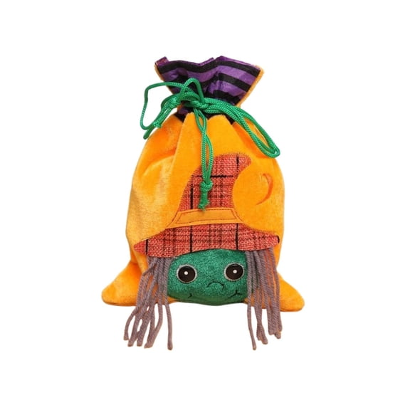 Clearance Sale | Non-Woven Drawstring Halloween Candy Bag with Witch Design, Large Capacity Trick-or-Treat Tote