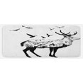 thumbnail image 1 of Animal Kitchen Mat, Mountain and Cottage Scene in Hand Drawn Birds Countryside Wildlife Themed Print, Plush Decorative Kitchen Mat with Non Slip Backing, 47" X 19", Black White, by Ambesonne, 1 of 1