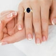 thumbnail image 2 of GemsNY September Birthstone - Three Stone Oval Blue Sapphire Ring with Prong and Channel Set Round Side Diamonds For Women (Grade - AA | 4.32cttw), 2 of 4