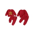 thumbnail image 2 of Baby Toddler Boy Girl Christmas Outfit, 0 6 12 18 24 Months 2T 3T Gingerbread Man Embroidery Long Sleeves Sweatshirt Elastic Waist Pants, 2 of 9