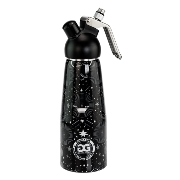 Galaxy Gas Black Color Whipped Cream Dispenser, Full Pint Aluminum Cream Whipper, Whipped Cream Canister, 500 ml