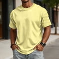 thumbnail image 5 of JULMCOMO Waffle Knit Shirts for Men Striped Crew Neck Short Sleeve Casual Summer T Shirt Loose Fit Comfy Classic Tees White 3XL, 5 of 6