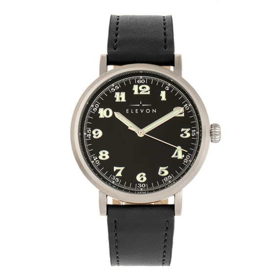 Elevon Felix Leather-Band Watch - Silver/Black
