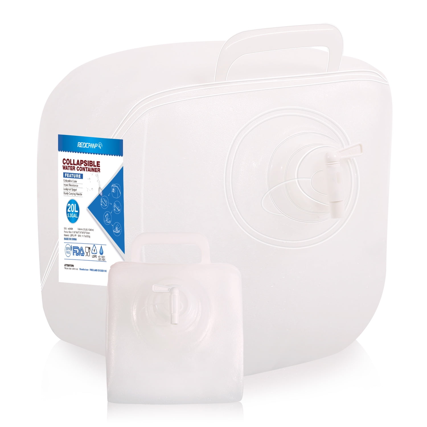 REDCAMP 5.3 Gallon Collapsible Water Container with Spigot,Portable