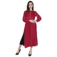 thumbnail image 5 of Moomaya Solid Hook & Eye Kurta Dress For Womens Long sleeves Indian Ethnic wearKurti, 5 of 7