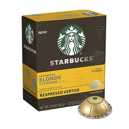 Starbucks Coffee Nespresso Vertuo Capsules, Blonde Espresso Roast - 10 Capsules
