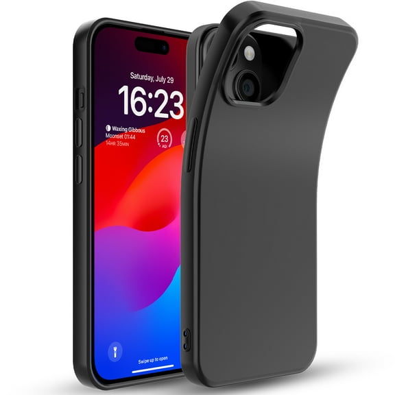 Innens Case with Screen Protector for iPhone15/15 Plus/15 Pro/15 Pro Max Liquid Silicone Phone Cover, Black