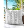 thumbnail image 4 of Outdoor Pillows Waterproof, Grey Botanical Throw Pillows with Inserts Included, Modern Farmhouse Striped Indoor Outdoor Decorative Lumbar Pillow for Bed/Couch/Patio 16"x16", 1Pcs, 4 of 8