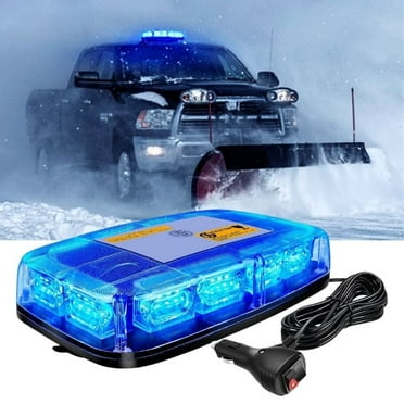 1Pcs 48LED Roof Top Strobe Lights, High Visibility Emergency Safety Warning LED Strobe Light bar with Magnetic Base for 12-24V Snow Plow, Trucks, Construction Vehicles (Blue)