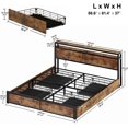 LIKIMIO Queen Bed Frame with Storage Drawer, 2Tier Storage Headboard