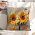 thumbnail image 6 of Yellow chrysanthemum Linen toss pillowcase Decoration pillowcase Gift preferred 18x18" Cushion cover 2 set Sofa pillowcase Sofa bedroom living room car, 6 of 8