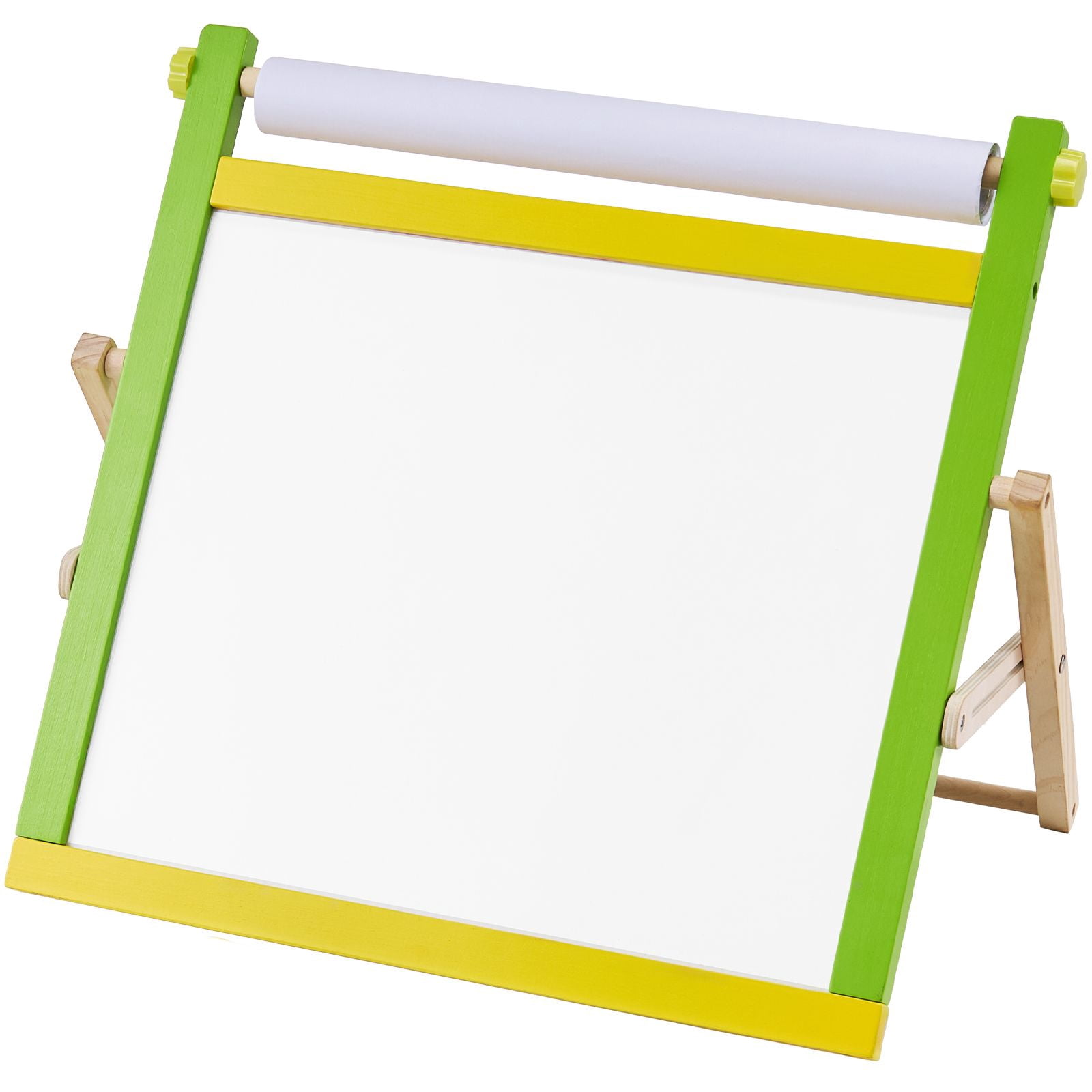 Tabletop Art Easel for Kids, 3 in 1 Wooden Double-Sided Kid's Art Easel with Magnetic Whiteboard, Chalkboard, Paper Roll, Foldable Portable Drawing Board with Painting Accessories for Boys Girls