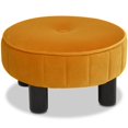 thumbnail image 1 of Jennifer Taylor Home Riley 16" Tour Pouf Pouf Pouf Velours Jaune Riche, 1 of 10