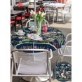 thumbnail image 5 of Outdoor Tablecloths with Umbrella Hole & Zipper, Navy Blue Flowers Round Tablecloths 60 Inch, Spring Floral Elegant Pastoral Botanical Waterproof Table Cloth, Patio/Pool/Picnic Table Covers, 5 of 8