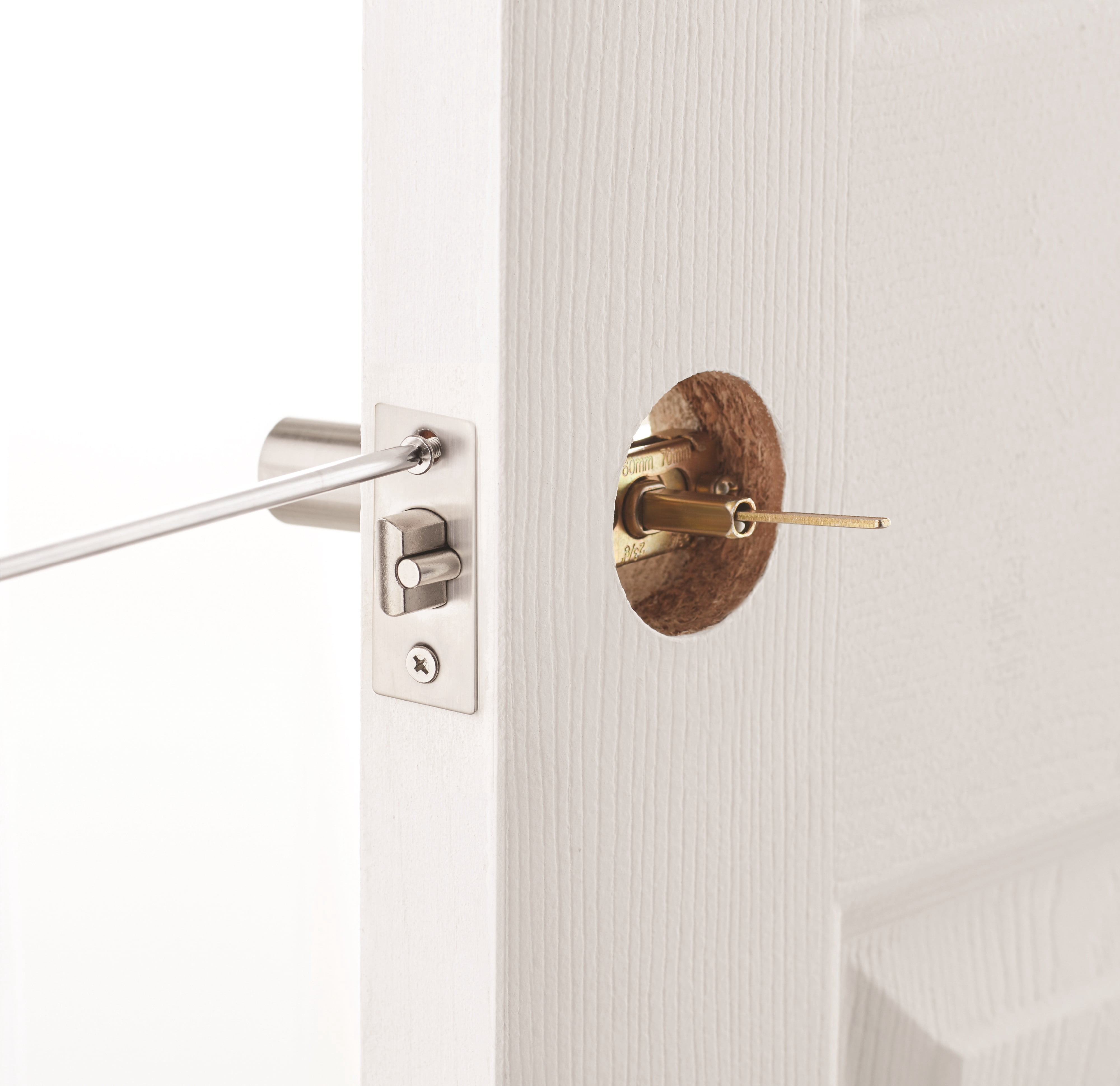 Hyper Tough Exterior Entry Classic Door Lever Satin Nickel Round Rosette
