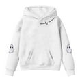 thumbnail image 4 of LIIPEE Girls Hoodies Halloween Cartoon Ghost Letter Printed Long Sleeve Hooded Pullover Sweatshirt With Pocket Kids Casual Festival Sweatshirt,White,8-10 Years, 4 of 4