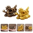 thumbnail image 2 of 2pcs Dragón auspicioso antiguo con monedas Decoración de escritorio de casas de ornamentos de arte, 2 of 6